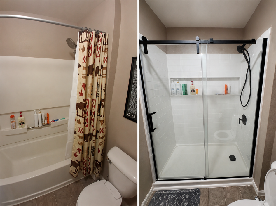 Tub-to-shower conversion