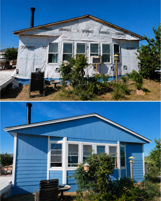 Exterior siding project — before and after